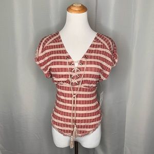 Free People Tie Front Top